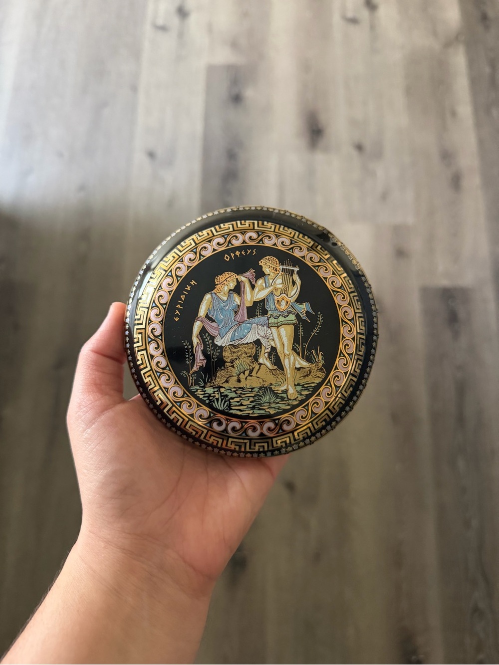 Greek Ceramic Plate/ Trinket dish - Handmade in Greece in 24K Gold